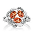 thumbnail image 2 of Gem Stone King 925 Sterling Silver Orange Sapphire Ring for Women (2.02 Cttw, Oval 6X4MM, Gemstone September Birthstone, Available in Size 5, 6, 7, 8, 9), 2 of 4