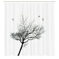 thumbnail image 3 of Ambesonne White Shower Curtain, Tree Flying Birds, 69"Wx84"L, Black White, 3 of 5