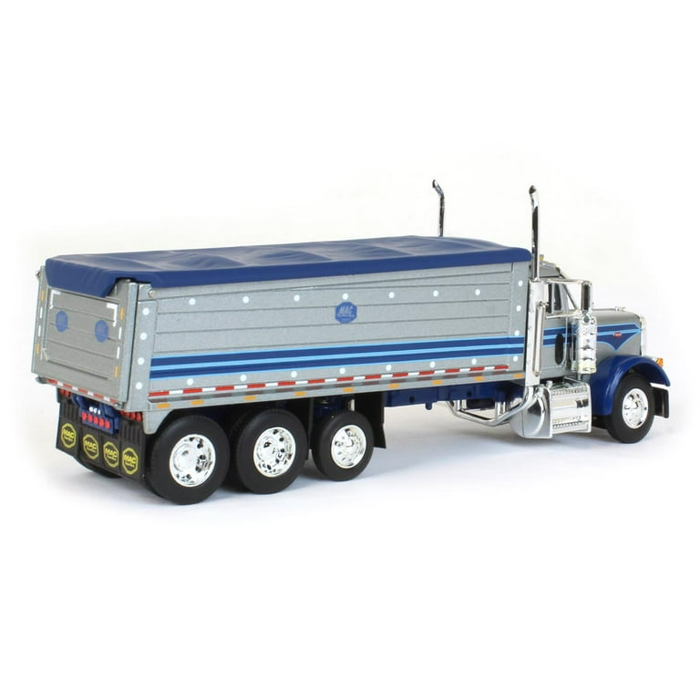 First Gear DCP 1/64 Silver & Blue Peterbilt 379 w/ Tri-Axle MAC