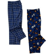 Faded Glory - Boys' Plaid/Football Pajama Pants, 2 Pairs