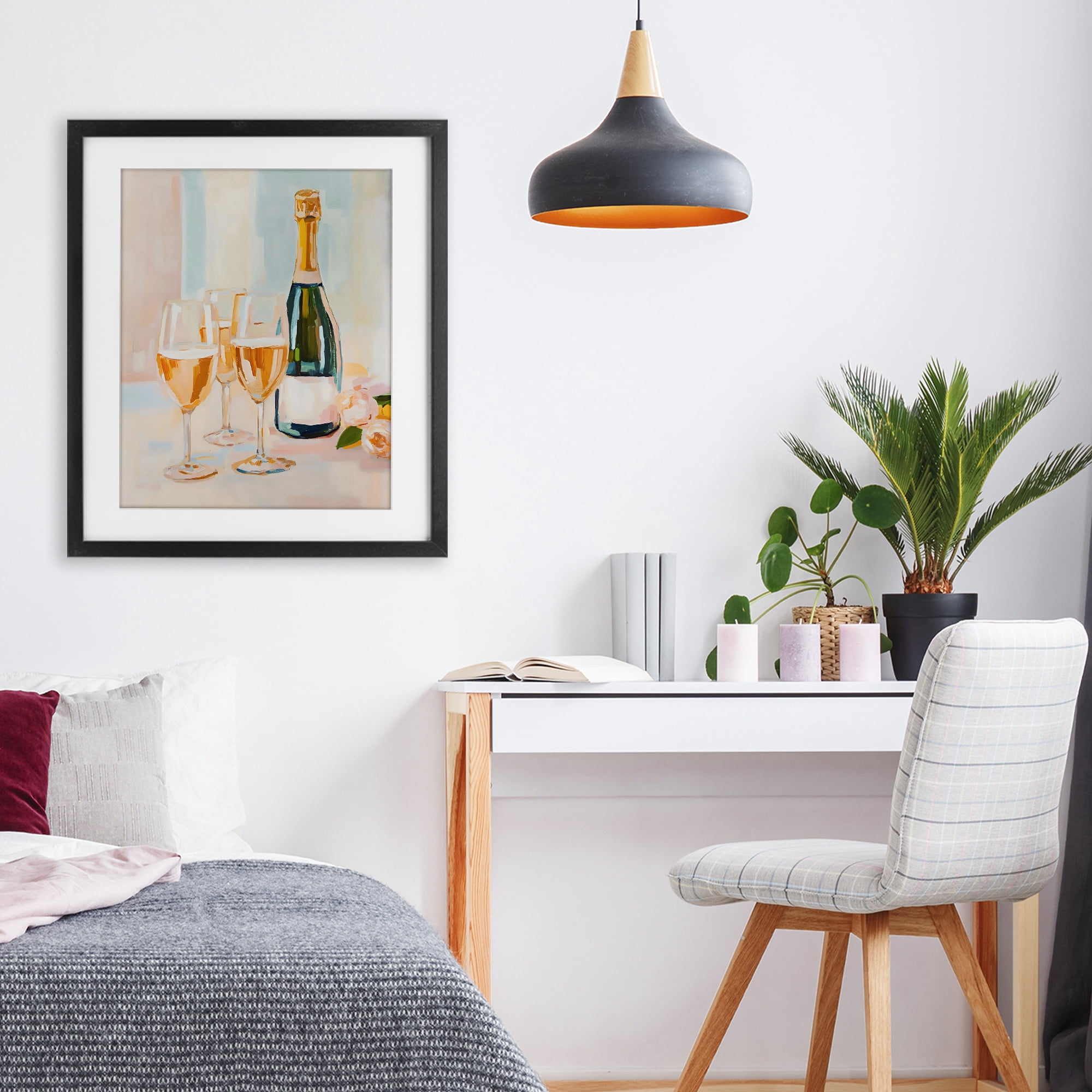 Stupell Industries Champagne Triple Toast Black Framed Print Under Glass, design by The Prints Vibe