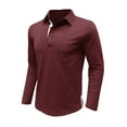 thumbnail image 5 of UVEASISHA Mens Workout Golf Shirts Cotton Casual Long Sleeve Polos Shirts Button Up Collared T-Shirt Comfy Casual Business Work Shirts with Pocket Back to College Sale,Wine,2XL, 5 of 8