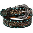 thumbnail image 2 of Men's 1-1/2" Wide Tan Leather Floral Tooled Casual Jean Belt 26FKBrown, 2 of 3