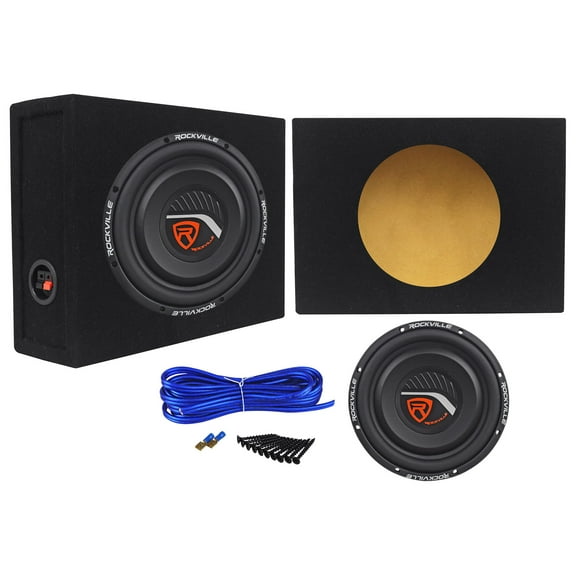 Rockville W10T4-S4 10" Shallow Mount 1200W 4-Ohm Car Subwoofer Sealed Enclosure
