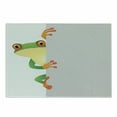 thumbnail image 1 of Reptile Cutting Board, Funky Frog Prince Big Eyes on Wall Camouflage Reptiles Theme, Decorative Tempered Glass Cutting and Serving Board, Small Size, Green Yellow Orange, by Ambesonne, 1 of 1