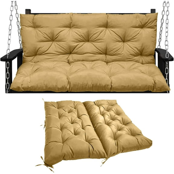 Buytoshop Swing Replacement Seat Cushions, 2-3 Seater Bench Cushions for Outdoor Furniture with Backrest, Garden Recliner Seat Cushions Waterproof Sofa Pads,Yellow