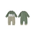 thumbnail image 2 of RUINIXCW Newborn Baby Boy Spring Fall Winter Clothes 0 3 6 9 12 18 Months Waffled Romper One Piece Outfit Long Sleeve Stripe Patchwork Collared Jumpsuits, 2 of 9
