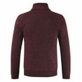 thumbnail image 3 of Lu's Chic Men's Long Sleeve Cardigan Sweater Knitted Thick Warm Fleece Lined Slim Fit Sweater Soft Cable Knit Zip Up Winter Knitwear with Pocket Business Casual Work Burgundy 38, 3 of 3