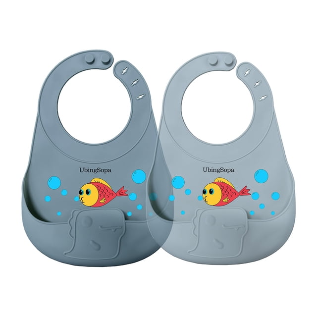 Baberos de silicona UBINGSOPA ajustables e impermeables, paquete de 2