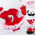 thumbnail image 4 of Mercatoo Baby Girls Rompers Set Swan Print Mesh Tulle Dress Jumpsuits+ Headband + Shoes Toddler Summer Bodysuit Outfits, 4 of 4