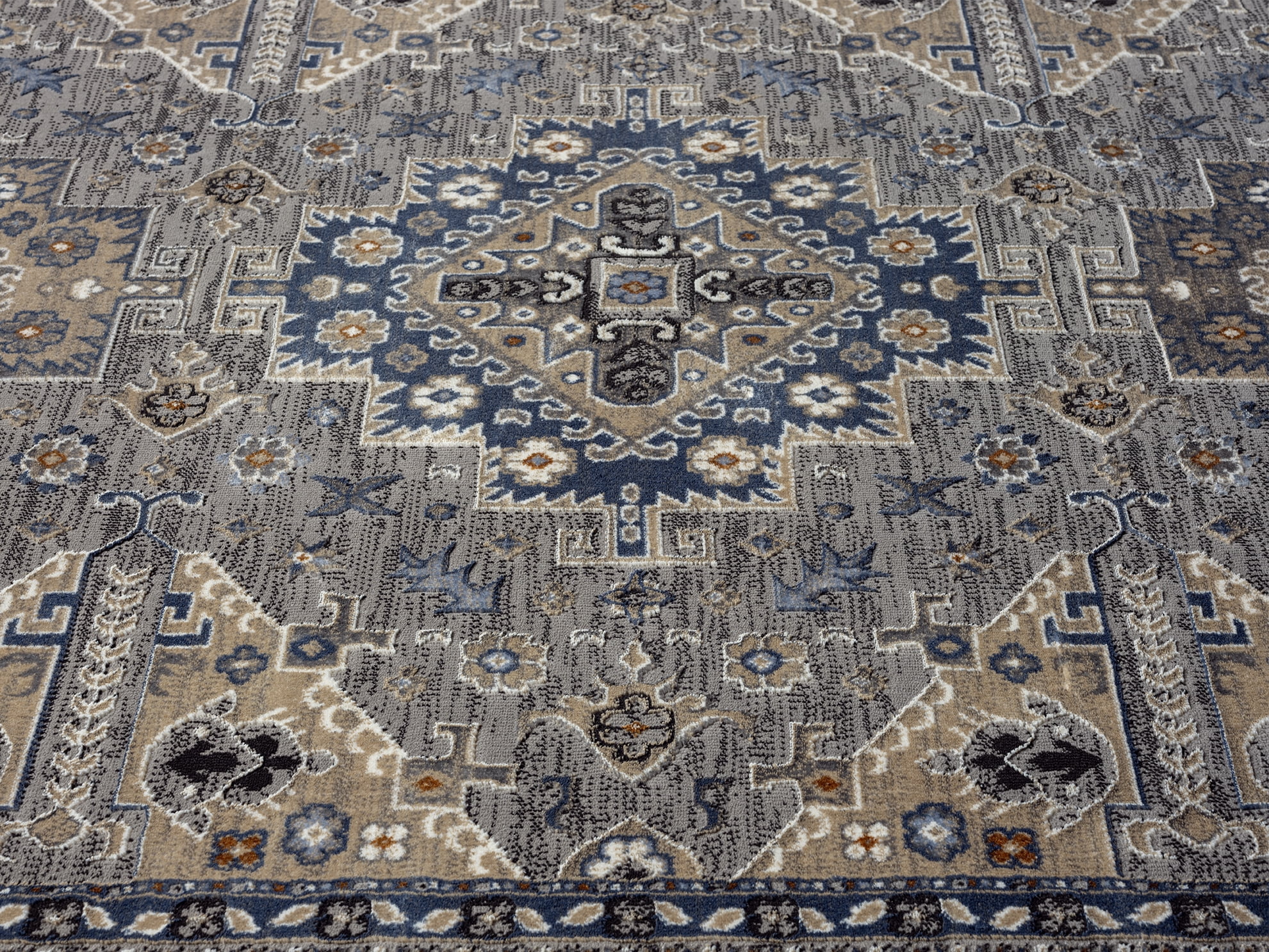 United Weavers Riviera Azure Area Rug, Border Pattern, Grey, 7'10" X 10'6"