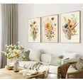 thumbnail image 3 of 3Pcs Neutral Beige Floral Plant Canvas Wall art Textured Flower Botanical Painting Picture Wall Decor Vintage Blossom Poster Prints for Living Room Bedroom Bathroom Decoration, 3 of 6