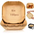 thumbnail image 1 of Air Fryer Paper Liners, 100 Pieces Parchment Paper, Disposable Microwave Paper Liners for Air Fryer, 1 of 5