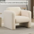 thumbnail image 3 of Tabaray Accent Club Chair, Lambskin Sherpa Fabric Upholstered Arm Reading Chair Lounge Lazy Sofa Seating with Pillow for Living Room, Bedroom, Dorm, Guestroom, Salon, Cream, 3 of 7