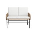 thumbnail image 3 of ModFusion All-Weather Rattan Wicker Double Seat Loveseat Sofa, Versatile Indoor Outdoor Patio Furniture for Bedroom, Living Room Backyard & Poolside, 3 of 9