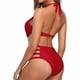 thumbnail image 3 of Gibobby Trajes de Baño para Mujer Traje de baño de pieza de color sólido ahuecado de patchwork para mujer Traje de baño de pieza sexy(Rojo,CH), 3 of 3