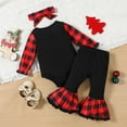 thumbnail image 7 of MIXUE Newborn Girls Outfit Sets Long Sleeve Christmas Day Letters Romper + Plaid Prints Pants 2 Piece Infant Girls Outfits, 7 of 7