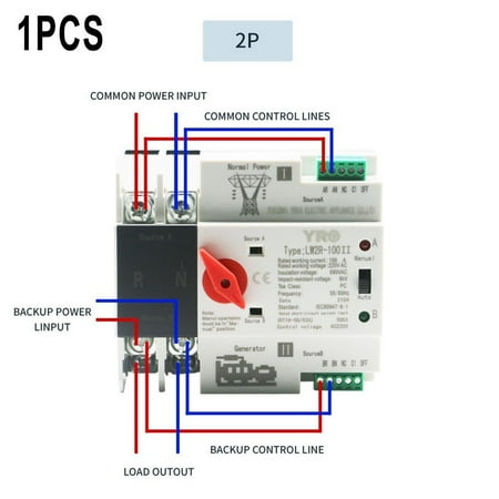 

BAMILL 2P 125A Dual Power Automatic Transfer Switch Fit Generator Changeover Switch