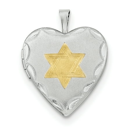 Religious Locket Necklace 925 Sterling Silver 20mm Gold Plated Jewish Jewelry Star Of David Heart Photo Pendant Charm Locket Chain Necklace That Holds Pictures Religious Judaica Gifts For Women For Her ()