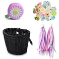 thumbnail image 1 of Cesta delantera de bicicleta para niños, juego de 4 cestas de bicicleta para cama con correas de cuero, timbre de bicicleta, serpentinas, pegatinas, regalos para niños, 1 of 5