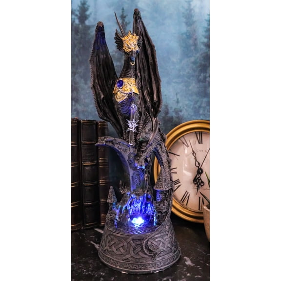 Castle Guard Golden Axe Legendary Dragon Warrior Figurine With LED Crystal Lamp
