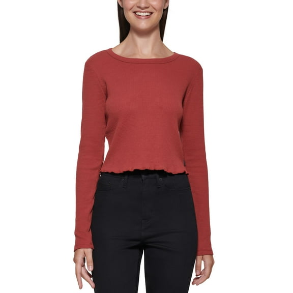 Calvin Klein Jeans Cropped Crewneck Top, Raven, Large