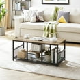 thumbnail image 2 of VECELO 39.4" Rectangle Coffee Table with Storage Shelf, Industrial Entertainment Center Television Table for Living Room, Gray, 2 of 8