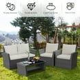 thumbnail image 6 of Patiojoy 4-Piece Rattan Wicker Patio Outdoor Furniture Sofa Set with Cushions & Tempered Glass Table, 6 of 10