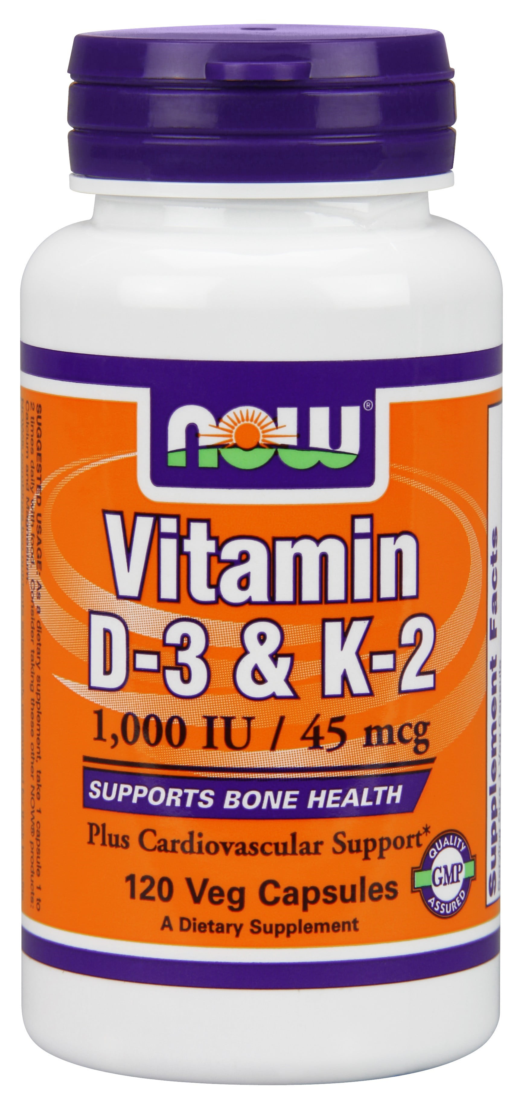 Now Foods Vitamin D-3 & K-2, 120 Veg Capsules - Walmart ...