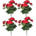 thumbnail image 1 of 4 piezas de flores de geranio rojo artificial Arbusto de geranio falso 38 CM Planta de flor de seda falsa larga para jardinera al aire libre Jardín interior Decoración del hogar JAMW Sencillez, 1 of 5