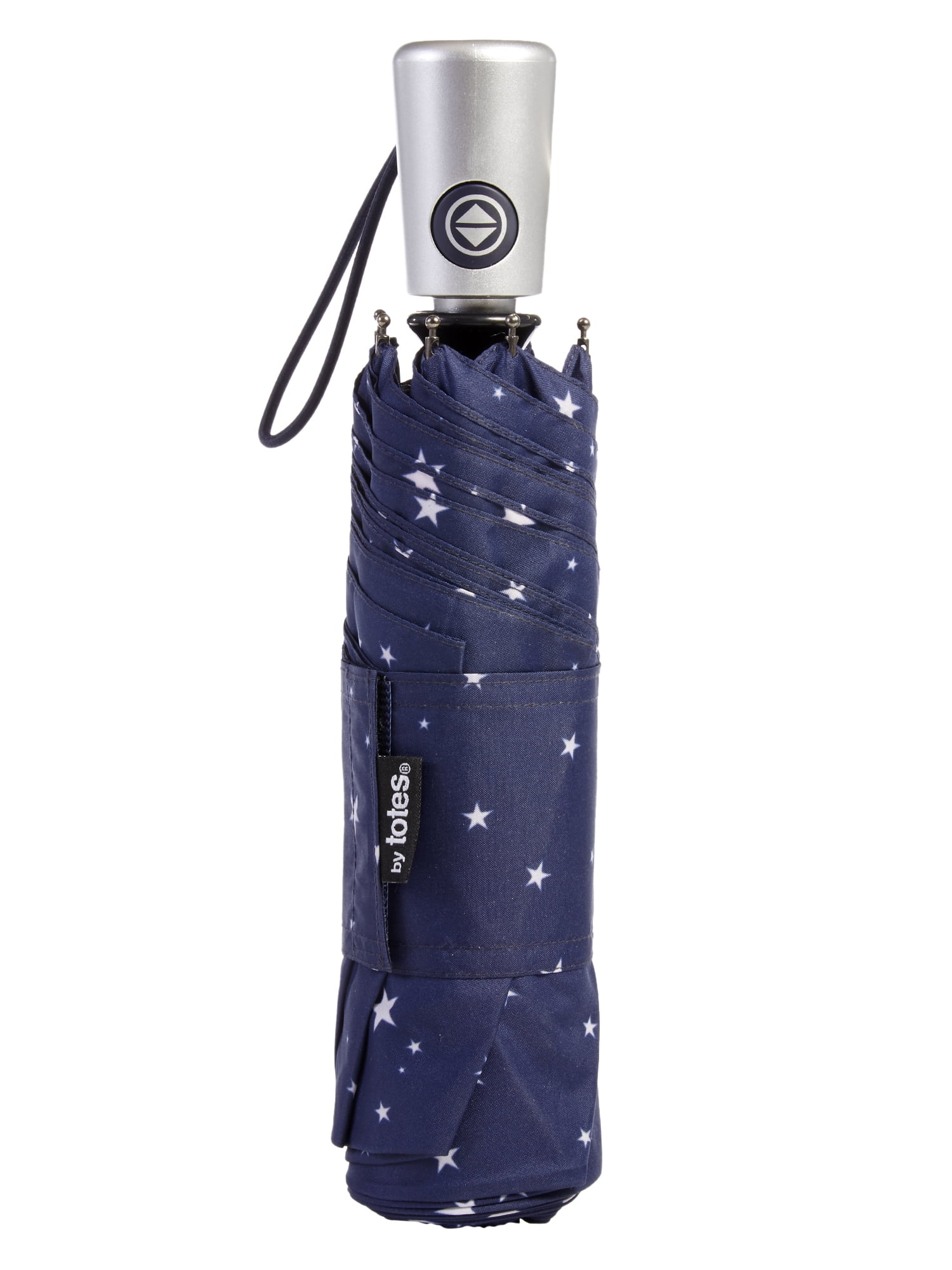 Totes One-touch Auto Open Close Umbrella with Sunguard, Navy Stars