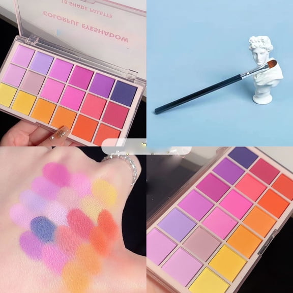 Rainbow Eyeshadow Palette, 18 Colors, Ultra Blendable Eye Makeup, Long Lasting Smudge-Proof Formula, For Daily, Party & Stage Makeup, Suitable For Beginners & Makeup Enthusiasts