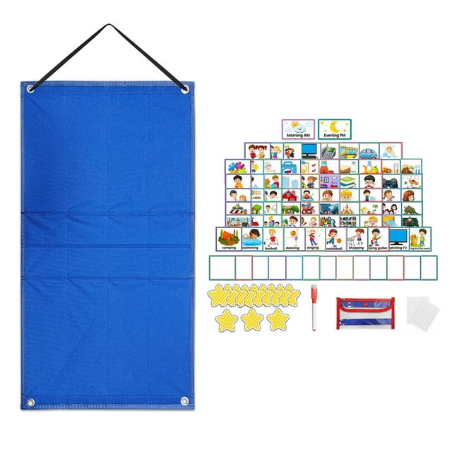 Calendario visual para niños, Planificador de pared con tarjetas, Calendario de responsabilidad diaria, Gráfico de bolsillo, Gráfico de rutinas para n