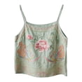 thumbnail image 4 of Tank Tops for Women BWASD Retro Embroidered Loose Fit Camisole Tops Adjustable Thin Straps Lightweight Breathable Casual Trendy Vacation Blouse Summer Light Green M-XXXL, 4 of 6