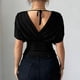 thumbnail image 4 of Tops Casuales Cuello en V Encaje Arriba Manga Corta Suéter Camisa Elegante Blusa de Verano, 4 of 7