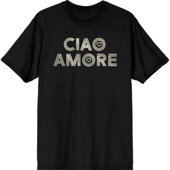 Ciao Amore Adult Black Crew Neck Short Sleeve Tee-Medium