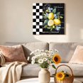 thumbnail image 6 of Canvas Wall Art Summer Lemon Canvas Art Print Farm Plant Floral Leaf Black White Plaid Retro Pictures Wall Decor for Living Room Bedroom Artwork Decorations Stretched Framed Ready to Hang 16"x16", 6 of 9
