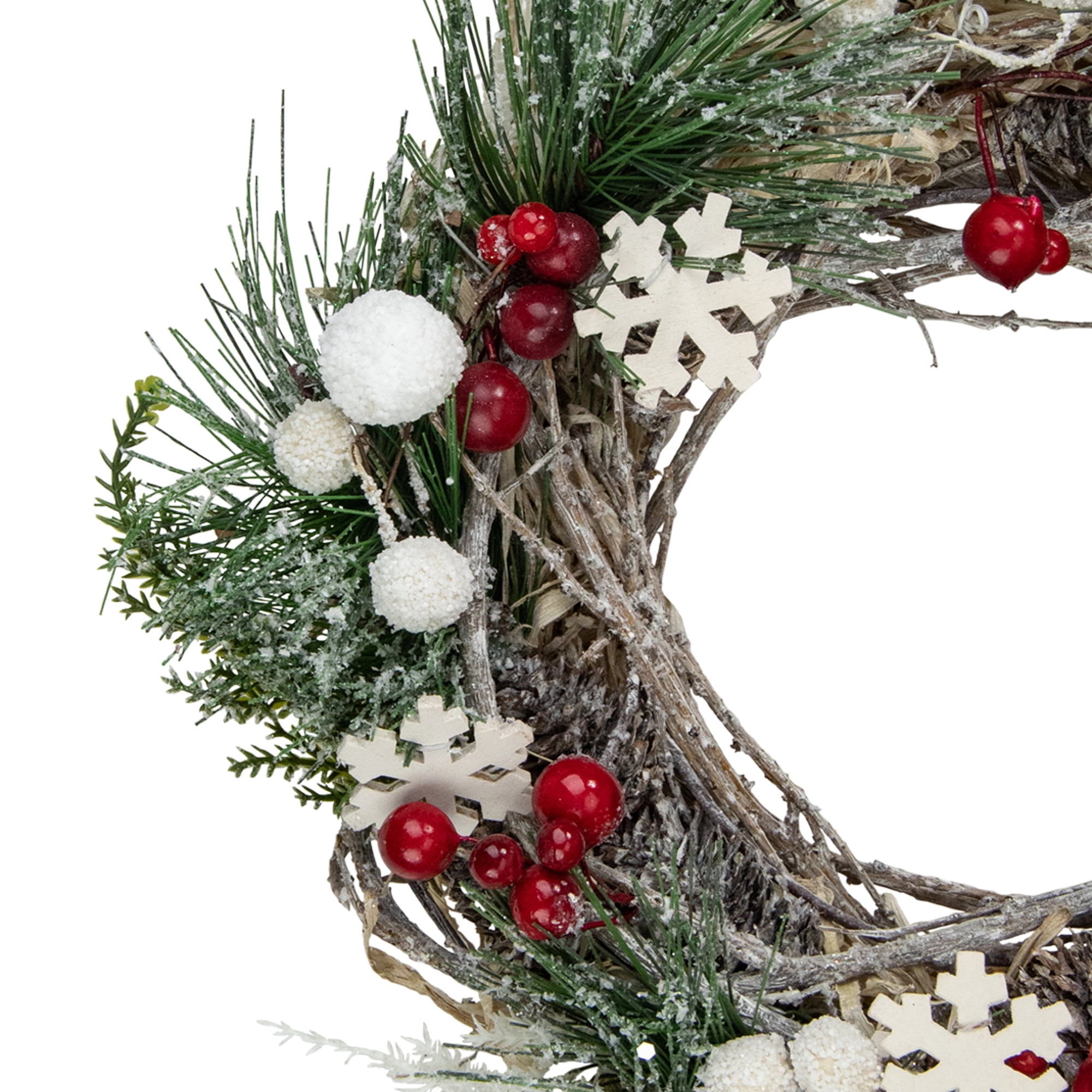 9 8 Snowflakes And Berries Winter Foliage Mini Christmas Wreath Unlit Walmart Com Walmart Com