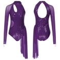thumbnail image 4 of iiniim Women's Lyrical Dance Tank Bodysuit Cut Out Ballet Leotard Contemporary Dancewear Purple S, 4 of 7