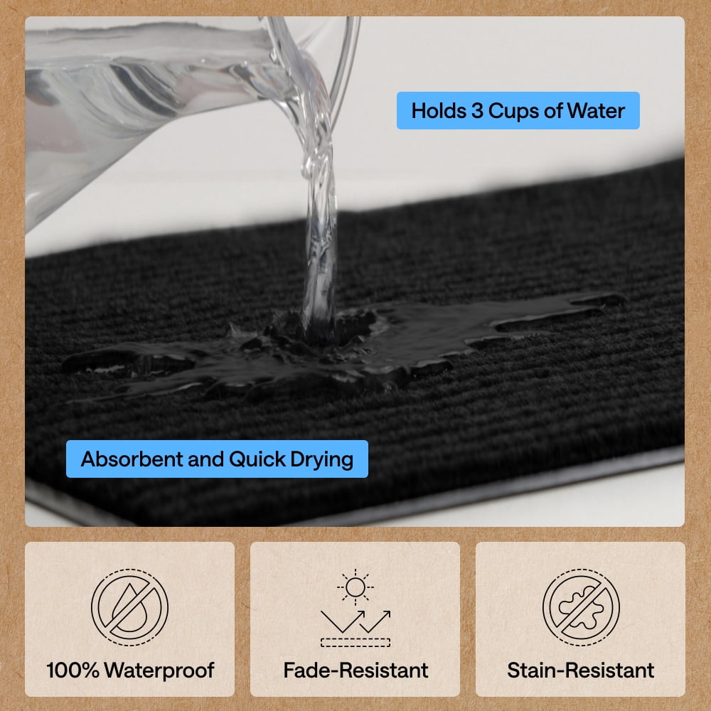 GORILLA GRIP Door Mat, Waterproof, Traffic Guard Commercial Office Doormat, 35x23, Black