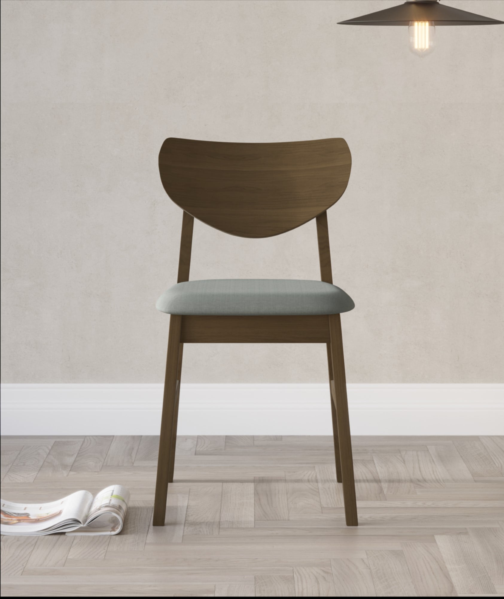 Home Design Easton Dining Chair (Set of 6), Curved-back design, Comfortable padded seat, Sturdy construction, Easy to clean, Gray/Brown