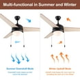 thumbnail image 6 of Ceiling Fans with Lights, Pull Chain and Remote Control, Reversible AC Motor, Walnut/Oak Reversible Blades, Flush Mount and Downrod Mount, Contemporary Ceiling Fan for Bedroom Living Room(52-Inch), 6 of 7