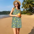 thumbnail image 3 of Fotbe Cute Yoga Frogs Vestido de Verano sin Mangas para Mujer – Vestido Midi Línea A, Estilo Camiseta Floral, Vestido Playero Casual y Fluido, 3 of 7