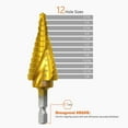 thumbnail image 2 of LESYAO 12-Step Split Point Titanium Coated Drill Bit (3/16 - 7/8 inch), with 2 Pcs Smoker Grommet - Also Most Fit for DIY Traeger/Pit Boss and More Grills, 2 of 7