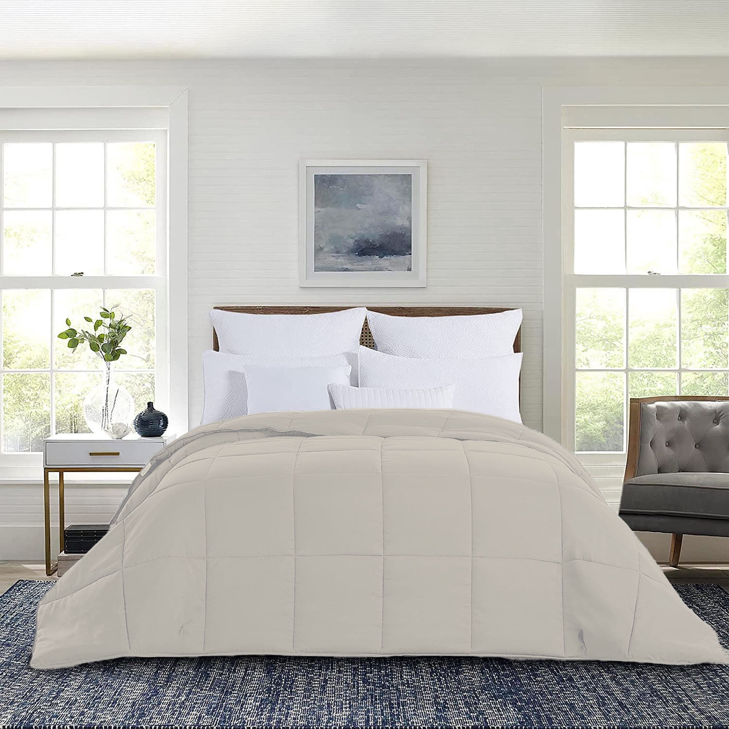 1-Piece Down Alternative Comforter - Soft Lightweight Microfiber Comforter – Hypoallergenic, Breathable, Year-Round Use Bedding