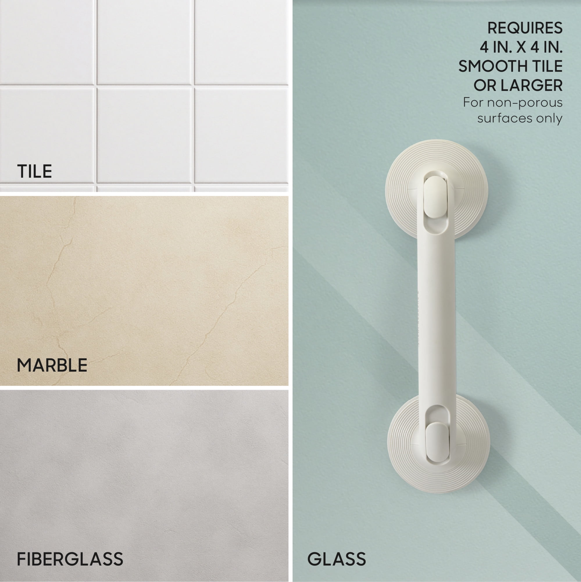 Sharper Image Deluxe Grip Bar, 13.6 in Suction Cup Bath Grab Bar with Secure Lock, Toolless Installation