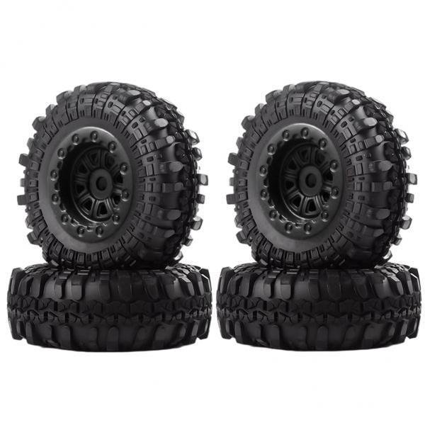 2x 4 Piezas 1,0 CNC Micro Ruedas Neumáticos Hugo RC Rock Oruga Negro