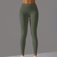 thumbnail image 4 of Efsteb High Waist Leggings for Women Solid Color Fitness Running Gym Sports Yoga Pants Tight Stretch Leggings Trousers Army Green L, 4 of 8