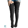 thumbnail image 2 of Deago Women's Cable Knitted Thigh High Boot Socks Long Winter Over Knee Stockings Leg Warmers (Black), 2 of 8