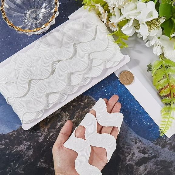 10 Yard 1.58 Inch Rick Rack Trim White RIC Rac Ribbon Jumbo Wave Bending Fringe Rickrack Zig Zag Lace Trim Woven Fabric Edge Trimming for Sewing Crafts Wrapping Home